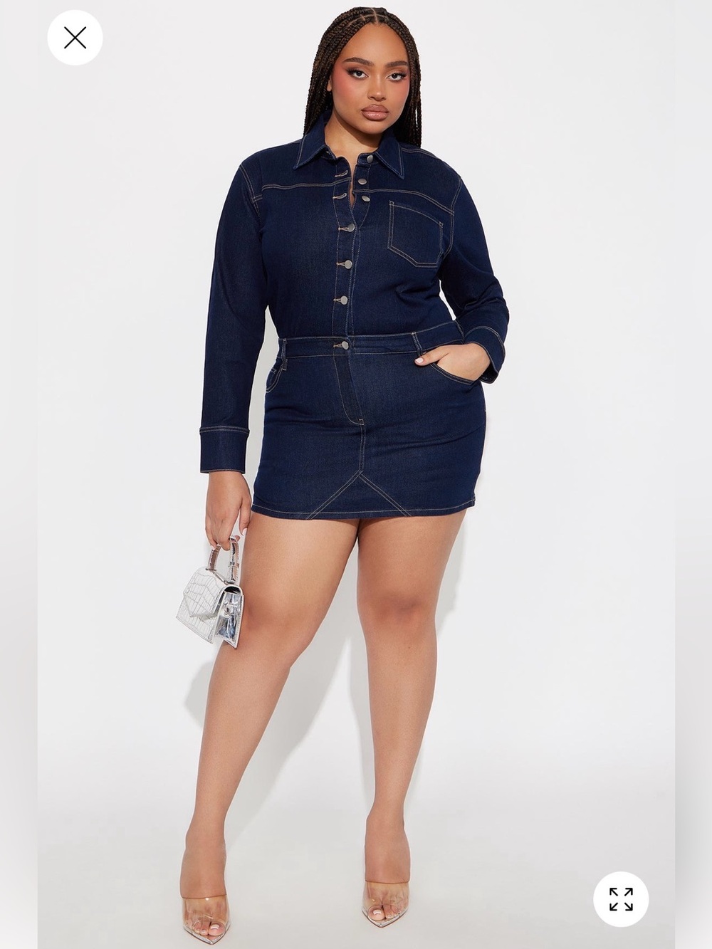 Fashion Nova Dark Indigo Denim Mini Dress